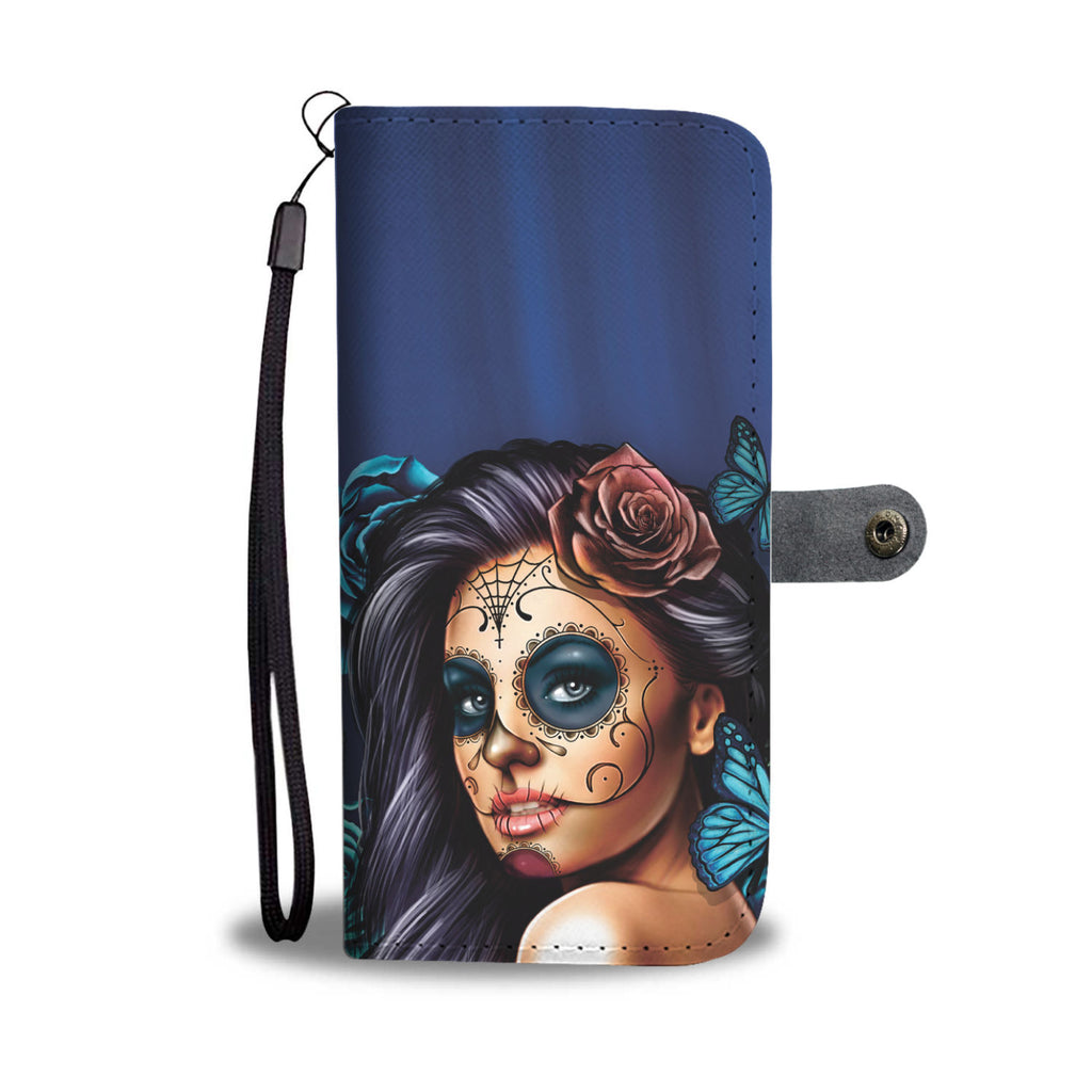 Calavera Girl (Sugar Skull) Turquoises Phone Wallet Case